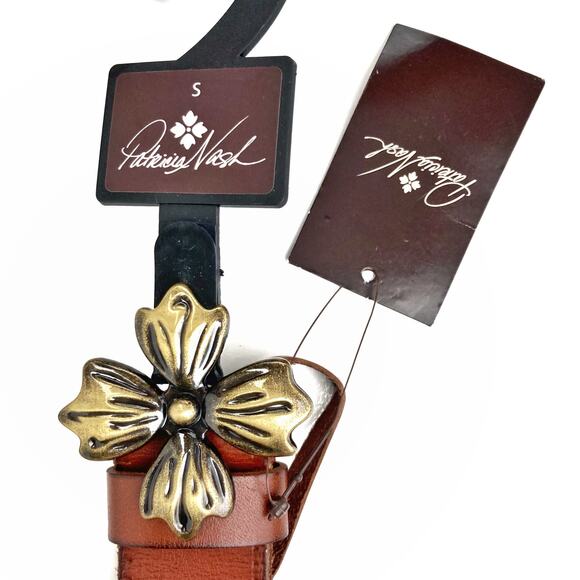 Patricia Nash Cognac Floral Buckle Belt | Western Romance, Fall Layering, Gift - Picture 11 of 13